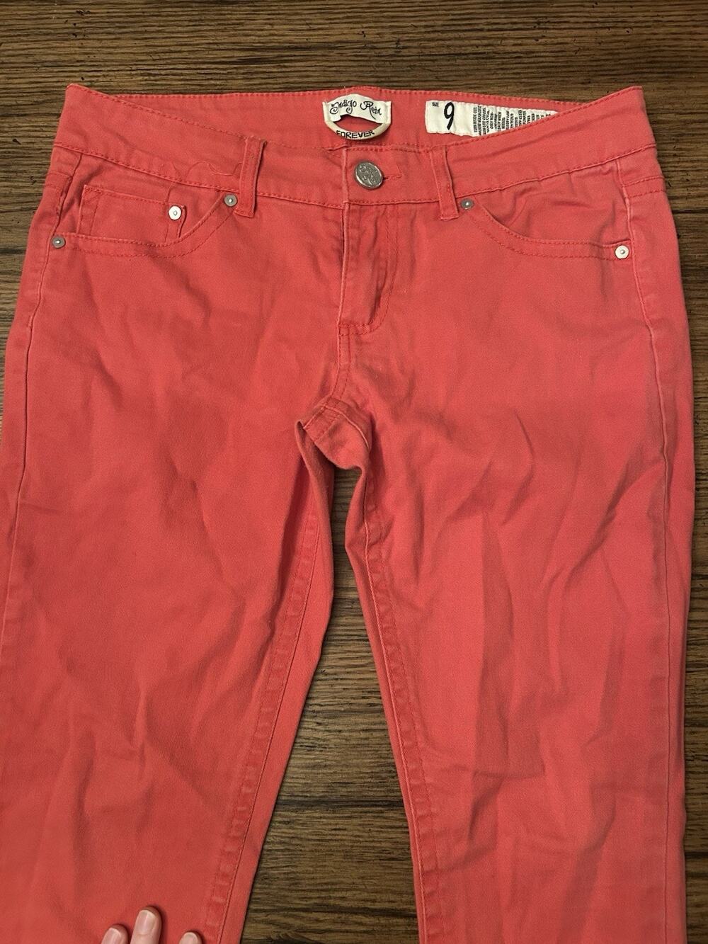 Indigo Rein Forever 5 Pocket Jeans Coral Red Size 9 Juniors cotton & spandex